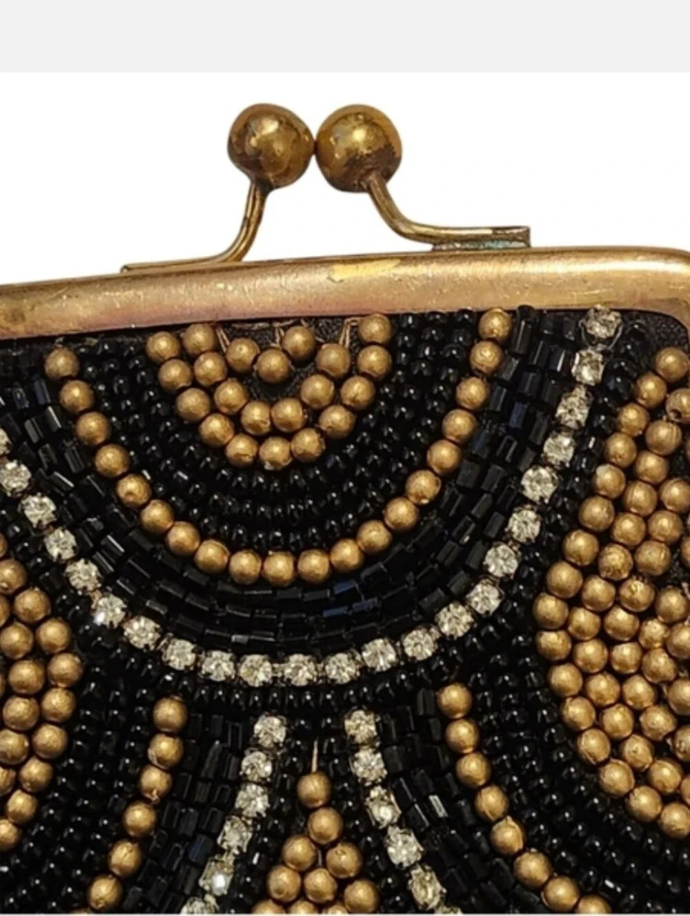 Vintage David Jeffery Beaded Evening Clutch Bag - Black & Gold